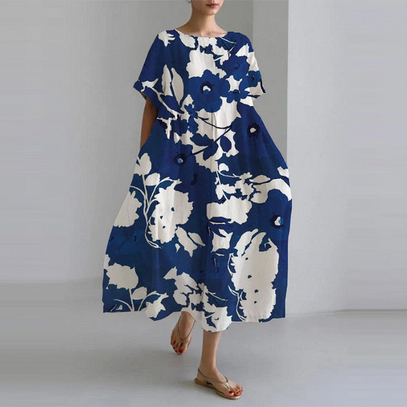 Janey - Lose Rundhalsausschnitt Mode High-End-Kleid