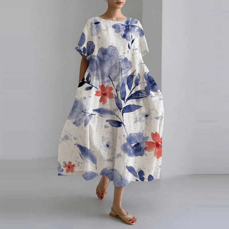 Janey - Lose Rundhalsausschnitt Mode High-End-Kleid